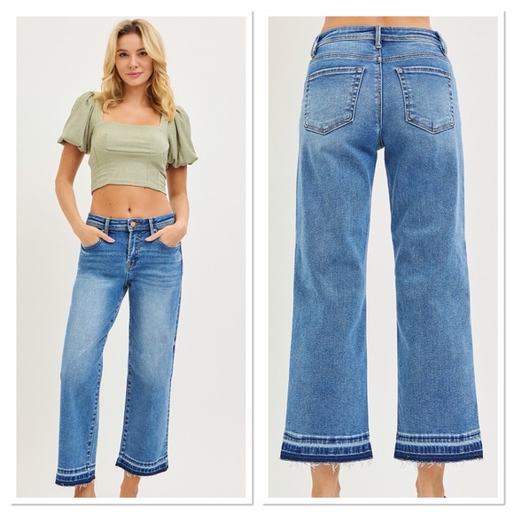 🩵 RISEN Slouchy CroppedBoyfriend Plus Size Jeans - Medium Wash